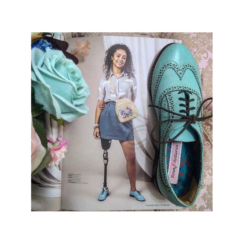 sapato em couro oxford verde lago rosa antunes