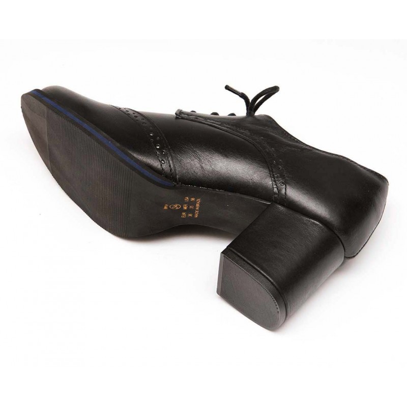 Sapato oxford em couro salto quadrado Preto eva