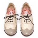 Sapato oxford em couro fendi creme