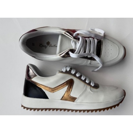 Tenis Rosa Antunes Star Branco / Dourado / Azul