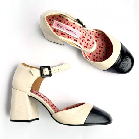 Sapato Boneca Rosa Antunes Couro Verniz Preto of white