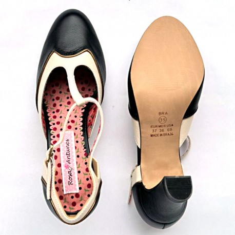 Sapato Boneca Rosa Antunes Pretp Bronze Off White