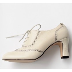 Sapato Oxford  Salto Víntage Couro Off White