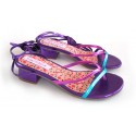 Sandália de amarrar em couro Samanta roxo azul rosa