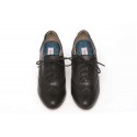 Sapato oxford preto em couro salto fino dança