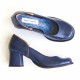 SAPATO SCARPIN EM COURO AZUL NOITE C/ DETALHE MARROM