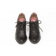 Sapato oxford em couro preto salto quadrado