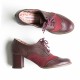 Sapato Oxford em couro salto quadrado vermelho  Jaboticaba / Bordo
