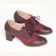 Sapato Oxford em couro salto quadrado vermelho  Jaboticaba / Bordo