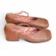 Sapato boneca em couro  whisky brisa
